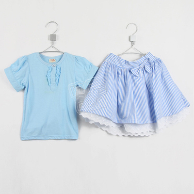 Костюм детский из футболки и пышной юбки в полоску