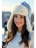 шапка зимняя ушанка вязаная с мехом