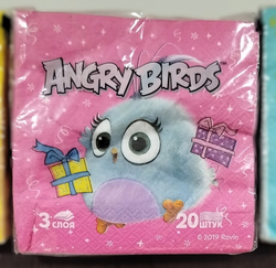 Салфетки Angri Birds 33х33  3-сл "Коллекция" (20л/12уп) МИКС (Коктейль+Капкейк+Подарки)