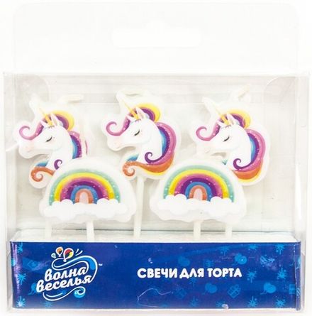 Свечи в торт "Единорог и радуга" 5 шт