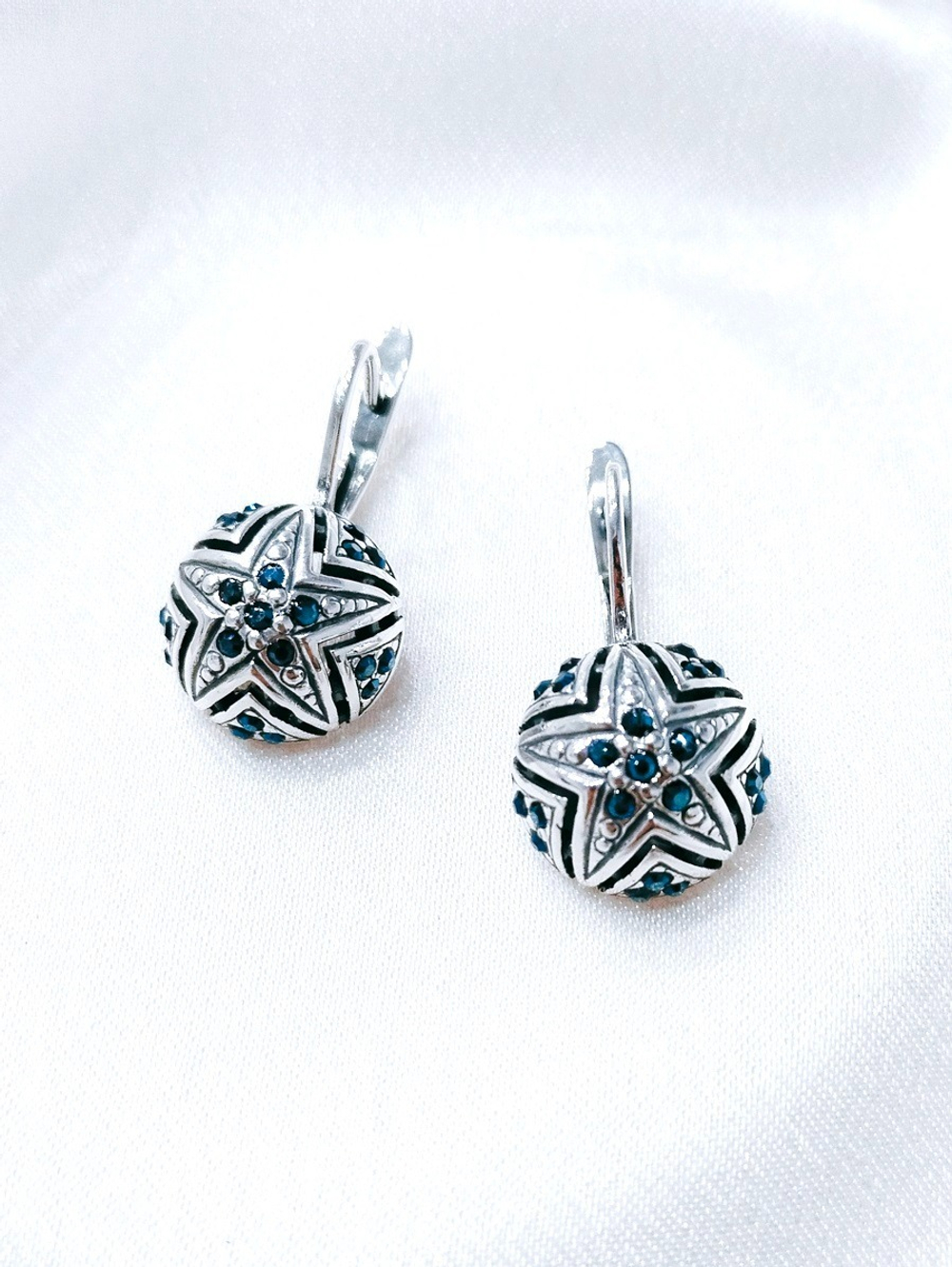 "Астрон" серьги в серебряном покрытии из коллекции "Звездочет" от Jenavi с английским замком