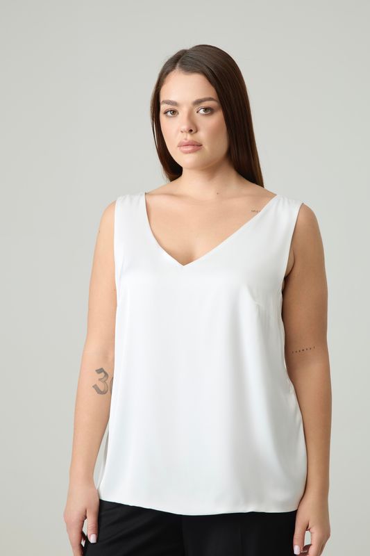 Топ двухслойный на широких бретелях, молочный