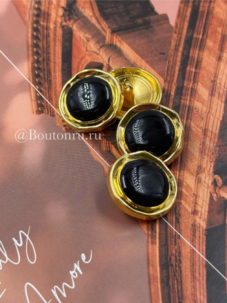 Пуговицы Скиапар. круглые золотистые с черной эмалью