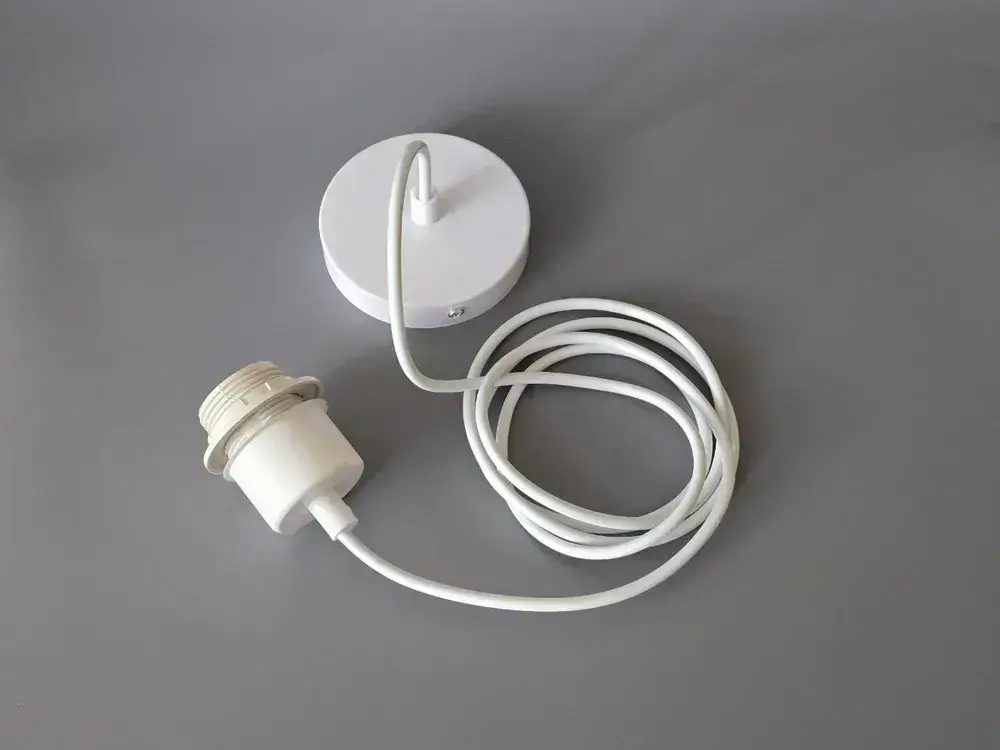 Патрон подвесной Е27 шнур подвес потолочный для светильника и люстры для лампы и абажура декоративный, белый, 1.9м, цоколь Е27, 60 Вт, 1 шт.