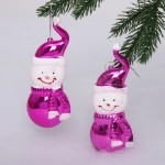 Елочные игрушки «Снеговички» 13 см (набор 2 шт), Розовый