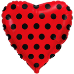 Шар Фольгированный Горошек черный на красном (Красный)