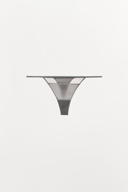 ZARA ТРУСЫ ТАНГА ИЗ КОМБИНИРОВАННОГО ТЮЛЯ, ОТТЕНКИ СЕРОГО