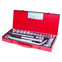 KING TONY (4533SR) Набор торцевых головок с принадлежностями 1/2", 6-гранные, 5/16"-1&1/4", 24 предмета