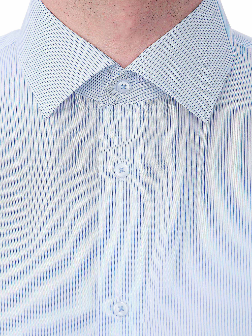 Сорочка мужская VESTER короткий рукав, тонкая синяя полоска, бамбуковое волокно 72915 05