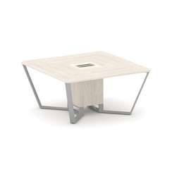 Steel Meet Стол переговорный квадратный KM-PR.B.SP-08 Денвер Светлый/Ваниль Глянец/Металл Серый 1600