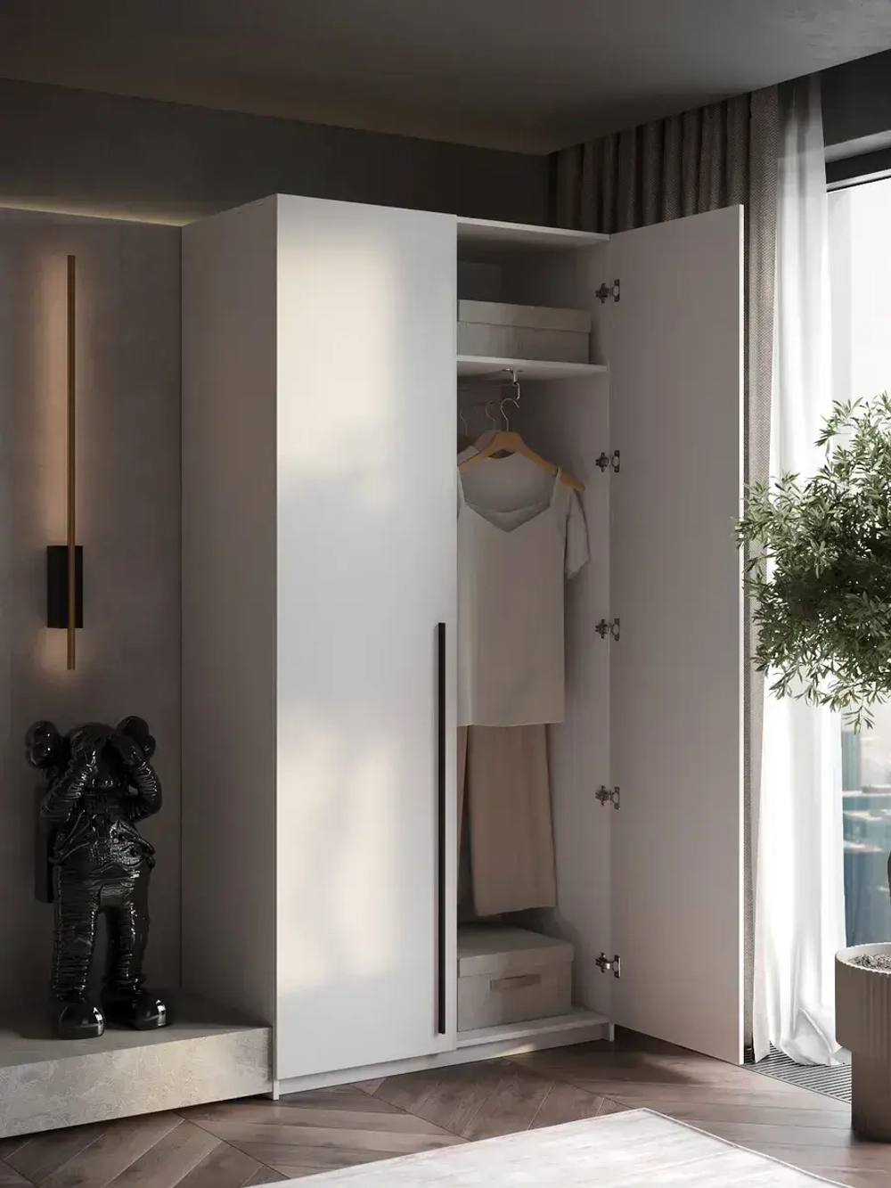 Шкаф распашной 80*40*200 белый, Lorena 3