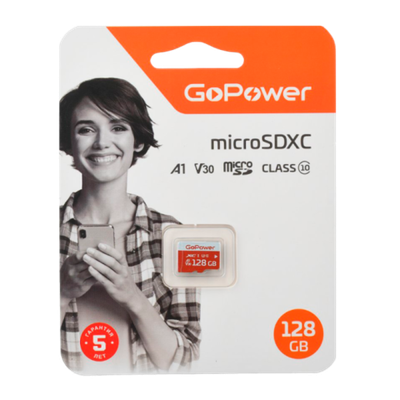 Карта памяти microSD GoPower 128GB Class10 UHS-I б/а