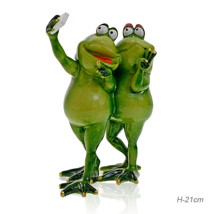 Статуэтка Лягушки делают селфи, полистоун 21 см