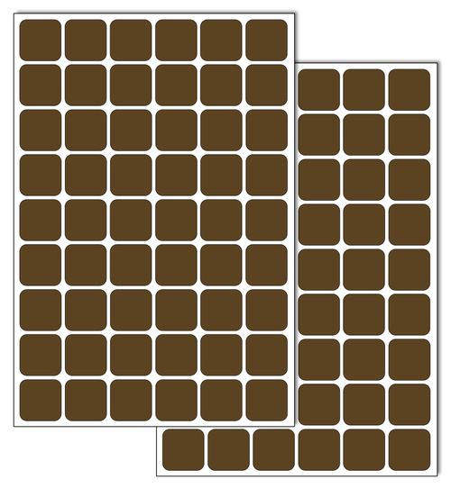 Коричневые виниловые наклейки для маркировки Policomprint М2, 20х20 мм.