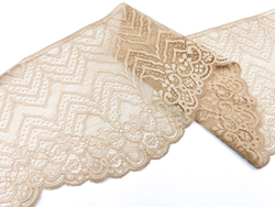 Эластичное кружево, 18см, Италия, золотисто-бежевое , (Арт: EKI-006), м