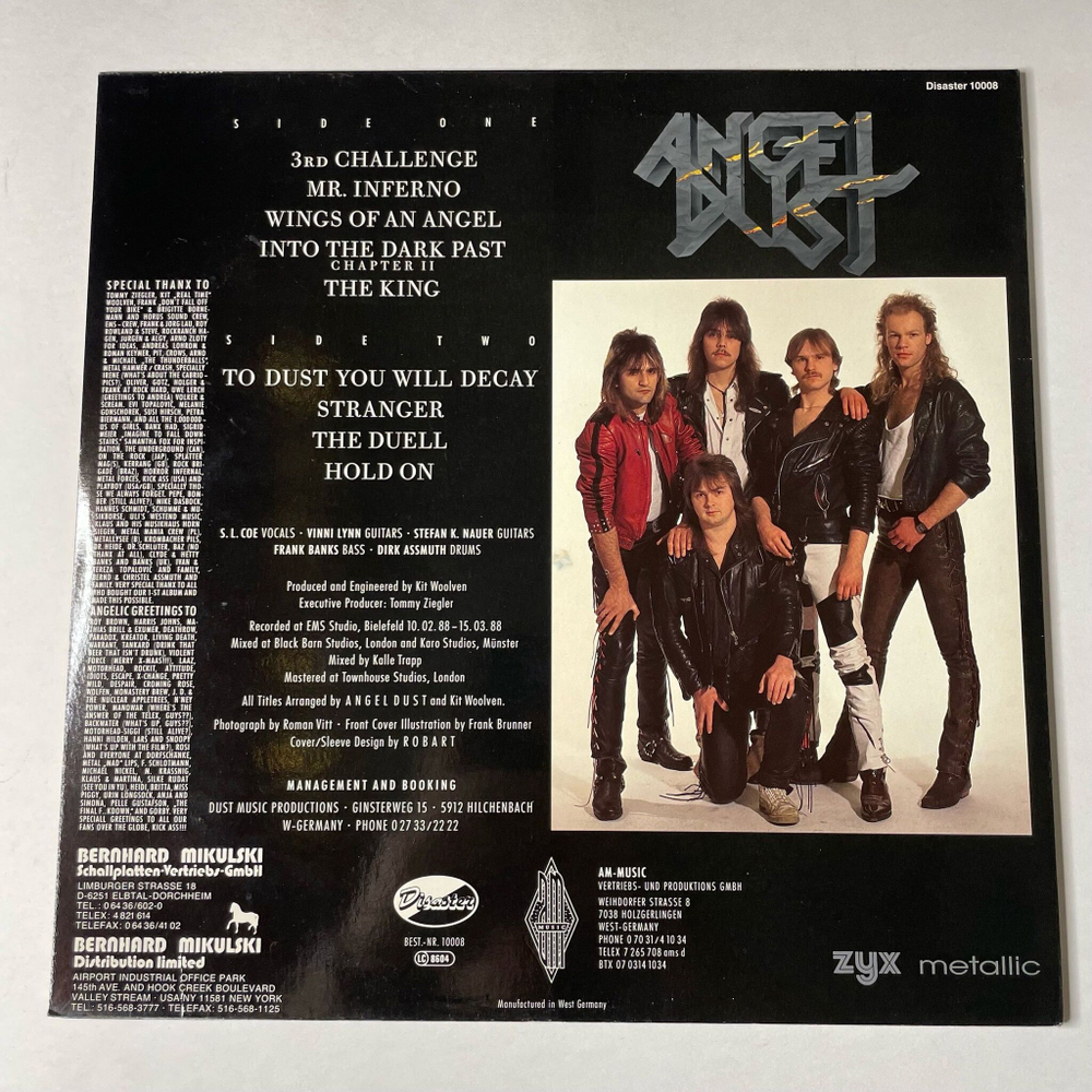 Винтажная виниловая пластинка LP Angel Dust To Dust You Will Decay (Germany 1988)