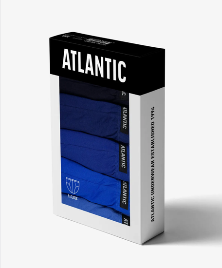 Мужские трусы (5шт) слипы классика Atlantic 5SMP-003, темно-синий + темно-голубой + голубой + небесно-голубой + голубой