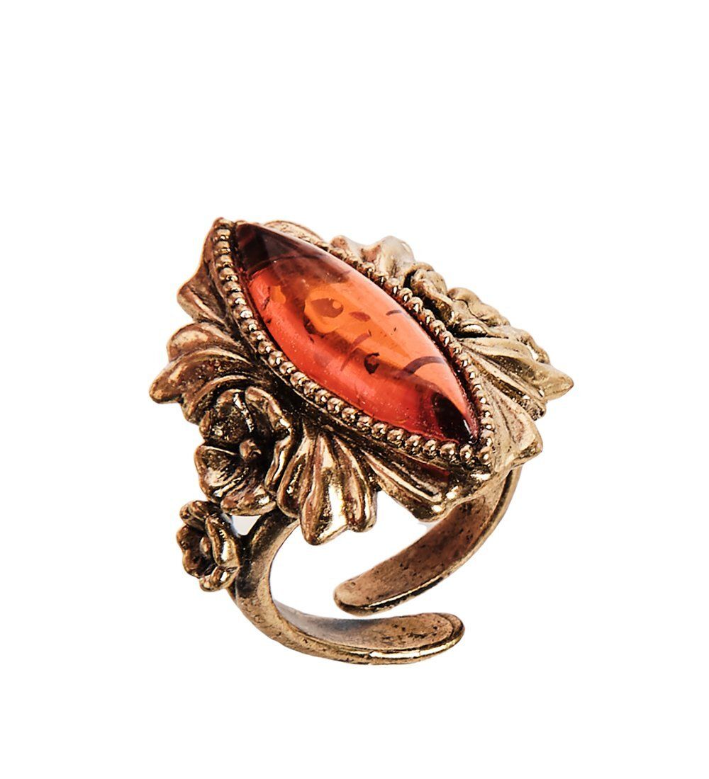 AM-2520 Кольцо «Эмма» (латунь, янтарь)