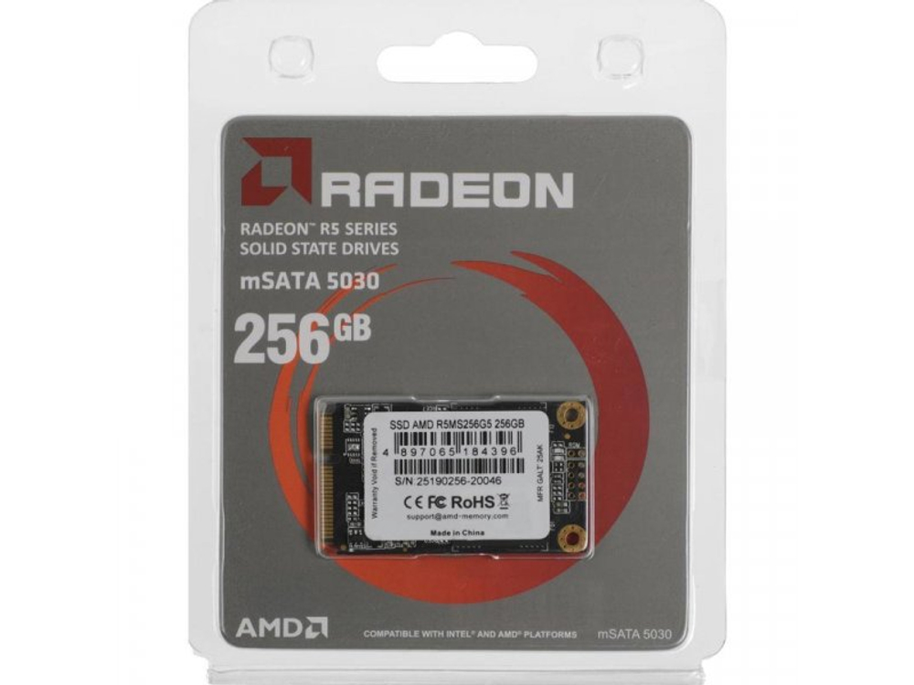 SSD накопитель AMD Radeon 256ГБ, mSATA, SATA, [R5MS256G5]
