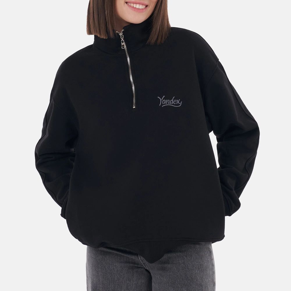 Купить Толстовка Яндекс с молнией у горла черная Толстовка Яндекс с молнией у горла черная
