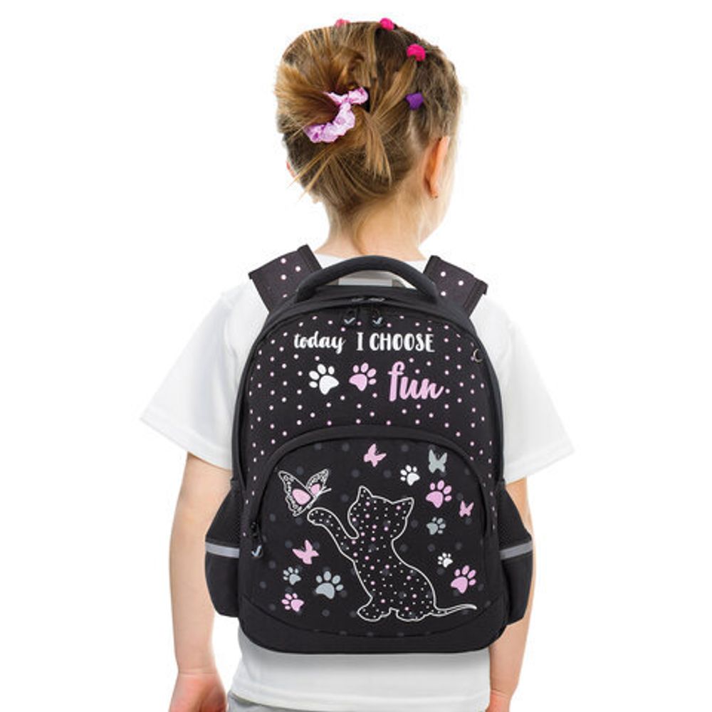 Рюкзак BRAUBERG SOFT, 2 отделения, "Joyful kitten", СВЕТЯЩИЙСЯ, 40х31х15 см, 228791