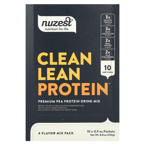 Nuzest, Clean Lean Protein, смесь 4 вкусов, 10 пакетиков по 25 г (0,9 унции)