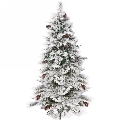 Ёлка «Кружевница» 240 см, ПВХ+Леска с шишками белая снежная посыпка (819 веток)