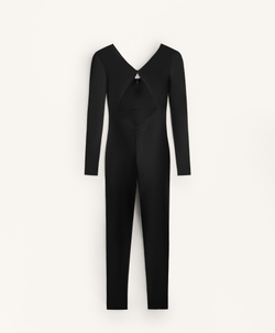 Oysho Длинный комбинезон Perfect-adapt с сетчатыми вставками, черный