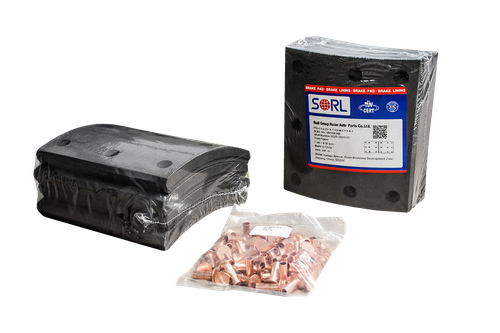 Накладка тормозная, к-т 8шт+заклепки 72шт 420х180 для КАМАЗ (6520-3501105-01) SORL