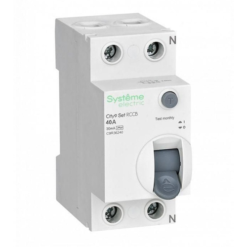 УЗО City9 Set электромеханическое 40А 30мА тип AC 2П Systeme Electric (ВДТ) C9R36240