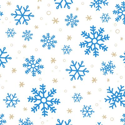 Голубые снежинки на белом. Зимний узор