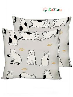 Наволочка комплект 2шт Milky Garden "Кошки" 70х70 см