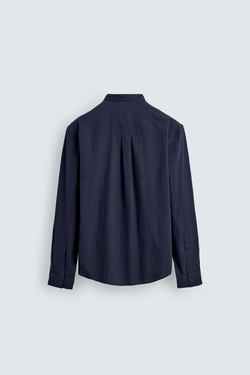 ZARA ПОЛО ИЗ ЖАТОЙ ТКАНИ, СИНИЙ