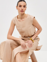 Топ льняной с крылышками латте