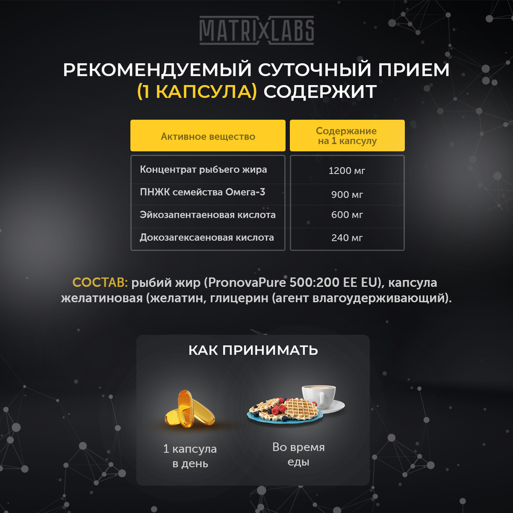 Matrix Labs Omega-3 1200 мг. 75% Extra Concentration (60 капс.) [M]