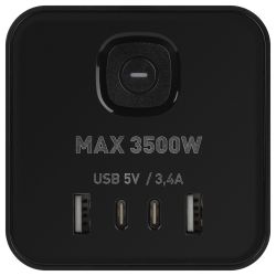 Сетевой фильтр ЭРА TWR-8es-1,5m-4USB-B башня с защитой заземлением с выключателем 8 розеток+4xUSBA+C 1,5м 16А черный | Сетевые фильтры