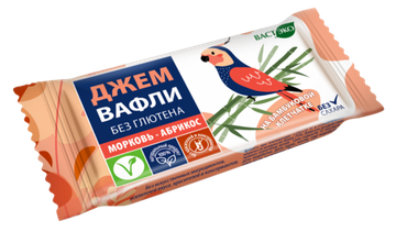 Вафли. Безглютеновые. Морковь - Абрикос без сахара, 21 гр (шоубокс 10 шт)