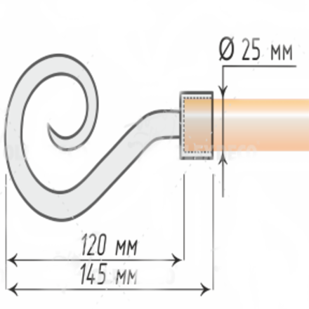 Наконечники для кованых карнизов d25 мм Зевс, цвет антик