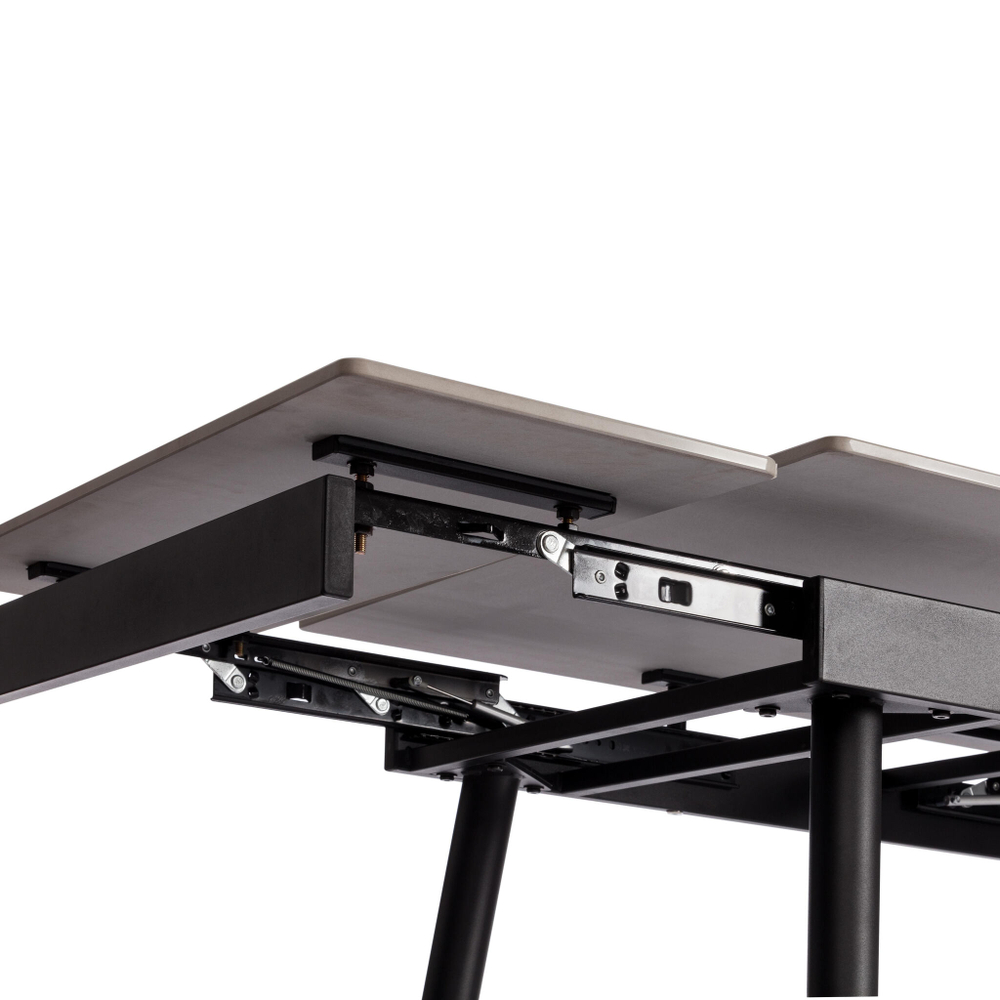 Стол обеденный Lord Grey/Лорд Грей столешница керамика (глянцевая) / опоры металл, серый/чёрный, (120+30+30)x80x75(+1) см