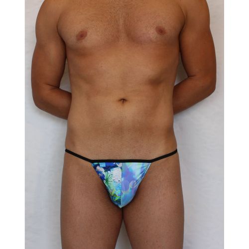 Мужские трусы стринги голубые с принтом Boefje