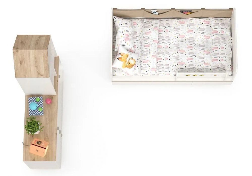 Комплект детской мебели Эльга белый шагрень / дуб белый комплектация 2