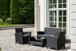 "Вашингтон" лаунж-зона из искусственного ротанга на 4 персоны, цвет черный (К)