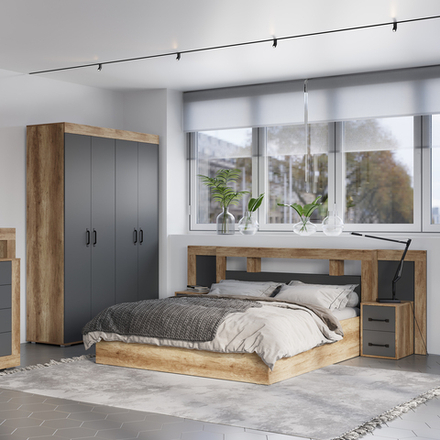 Прикроватная тумба Прима ТБ-12 дуб каньон/графит