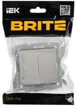 BRITE Выключатель 2-клавишный проходной 10А ВС10-2-6-БрГН металл хром/никель IEK