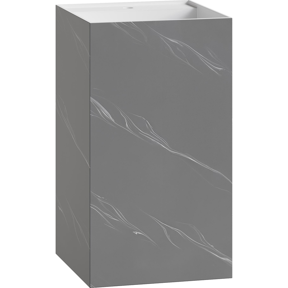 Раковина напольная Boheme Cube 802-GR 48х48х85 Corian Grey base+white veins