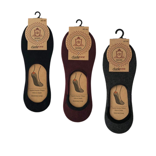 Носки-невидимки мужские набор 3в1 (черные, бордовые, темно-серые) DARKZONE DZCP3006