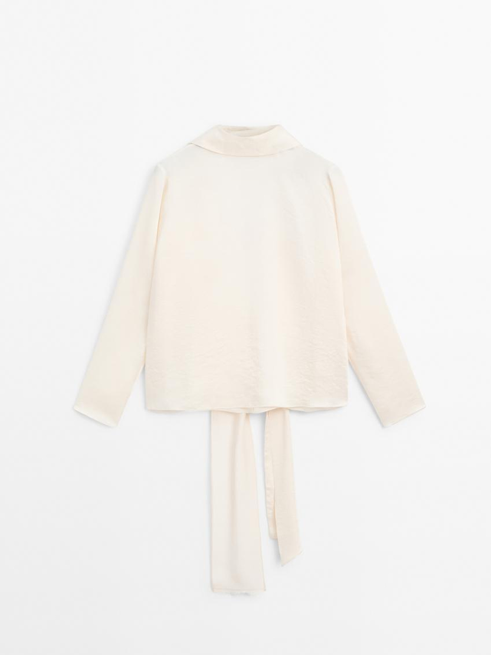 Massimo Dutti Свободная рубашка с глубоким вырезом на спине, натуральный