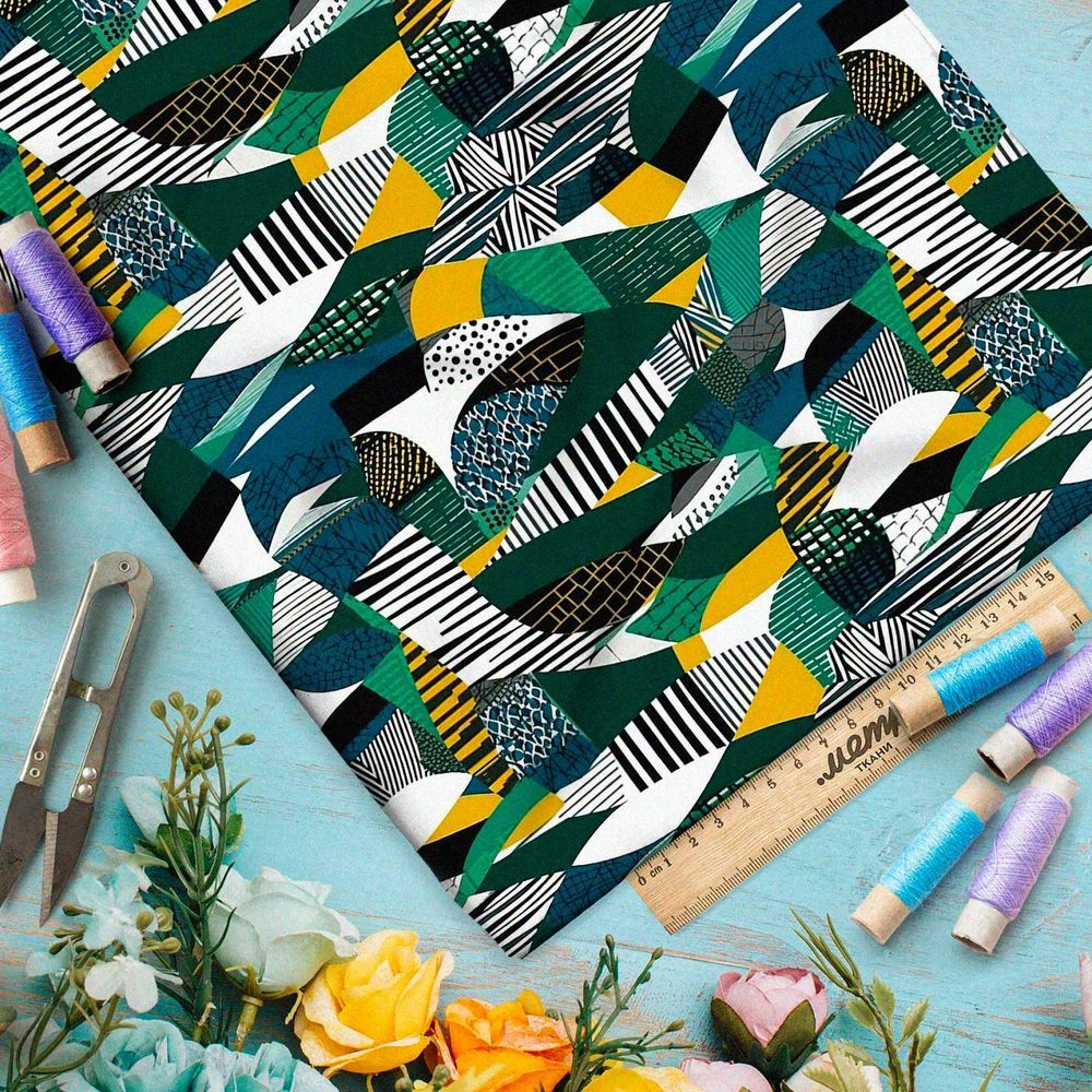 Ткань Ниагара Софт этнические изумруды