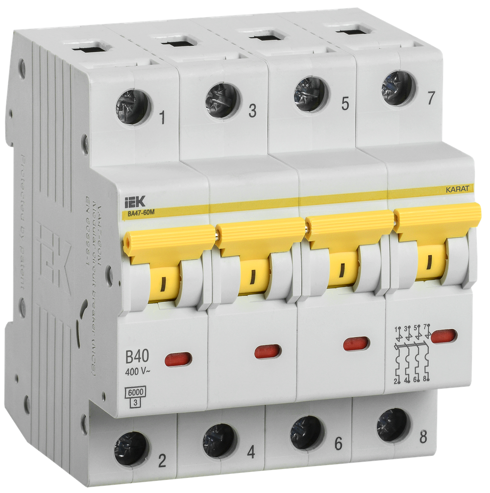 KARAT Автоматический выключатель ВА47-60M 4P B 40А 6кА IEK