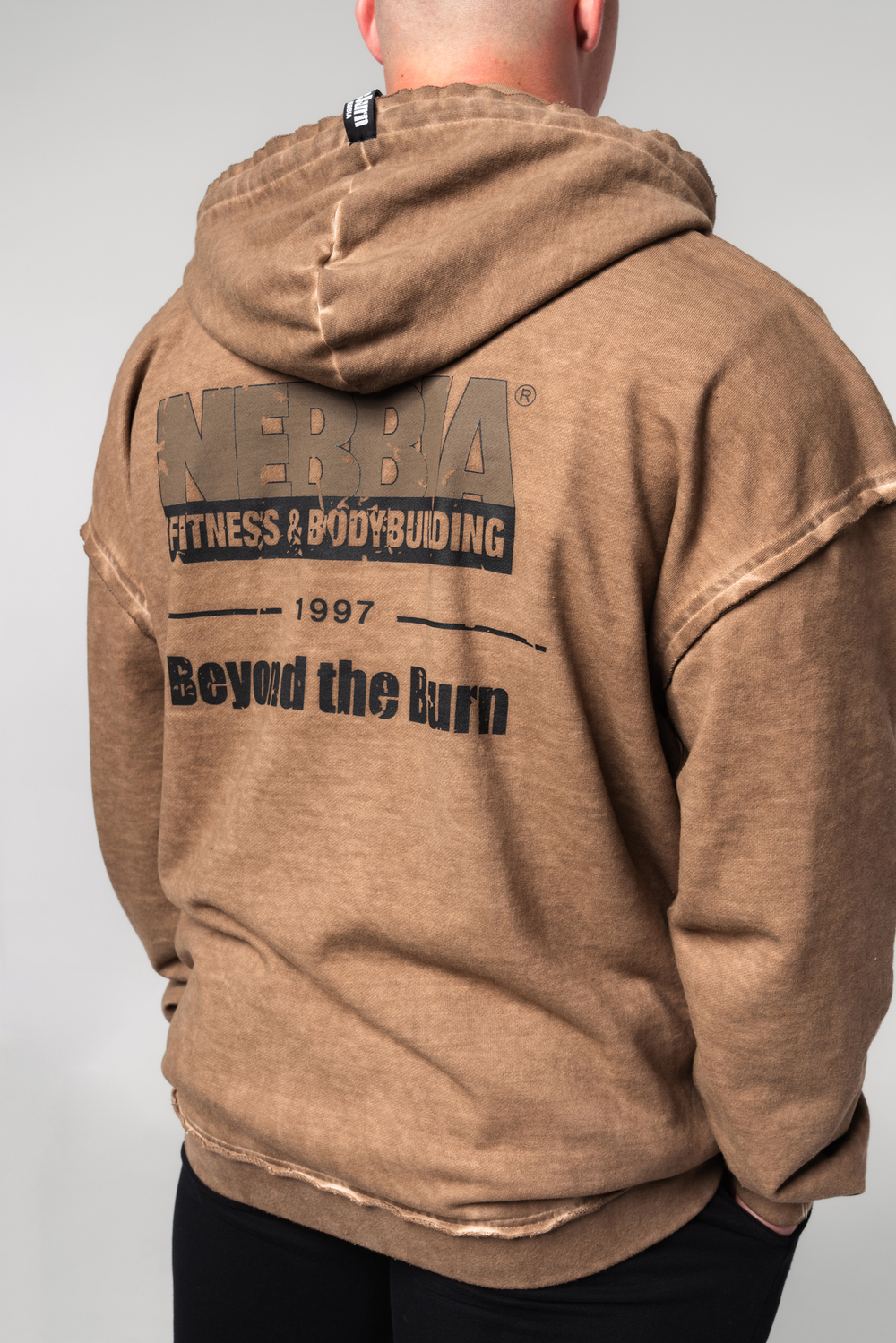 Кофта WASHED-OFF ZIP UP HOODIE GYM BRO 362 Светло-Коричневый